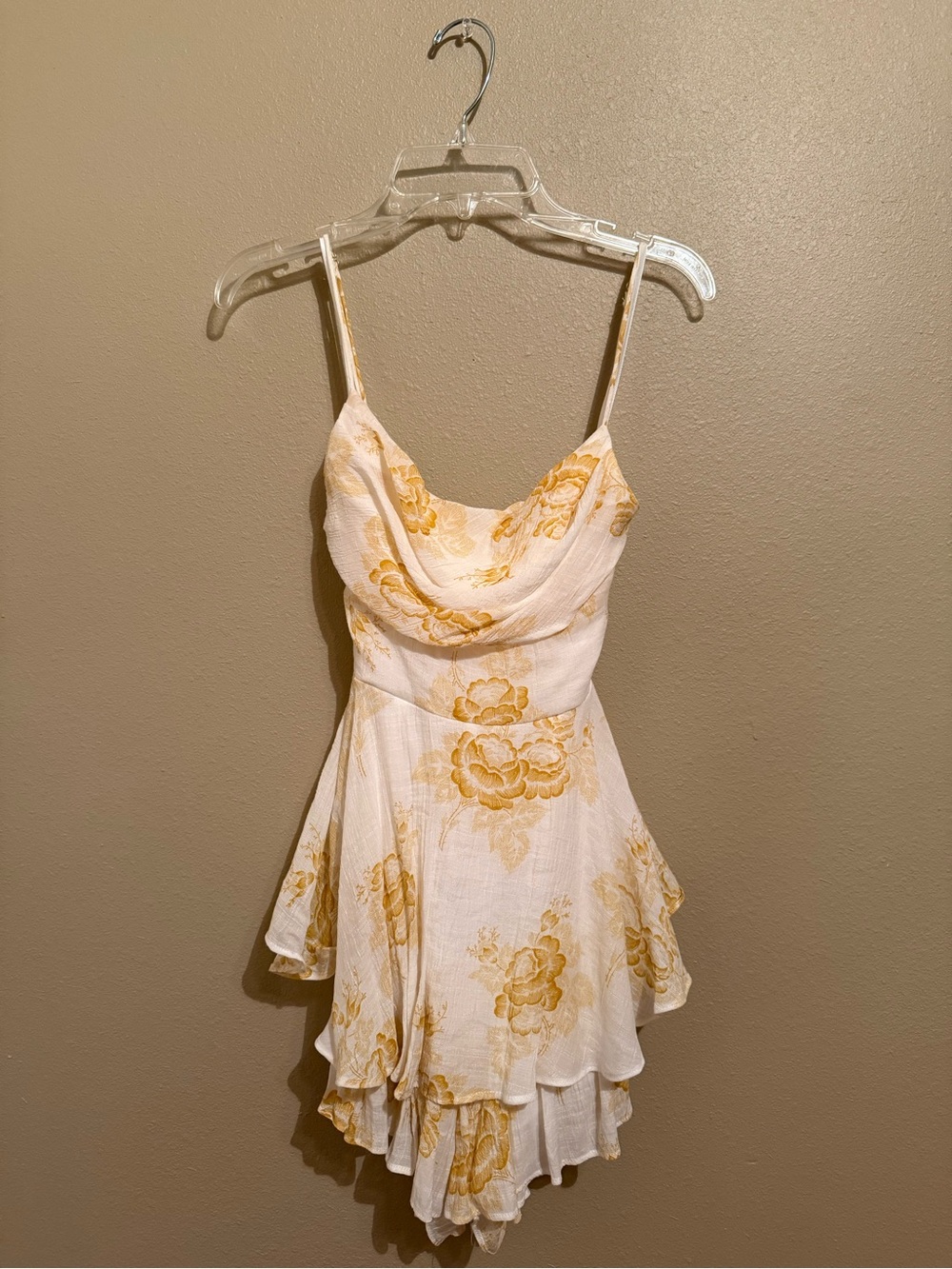 Sunlit Floral Cowl Neck Mini Romper
